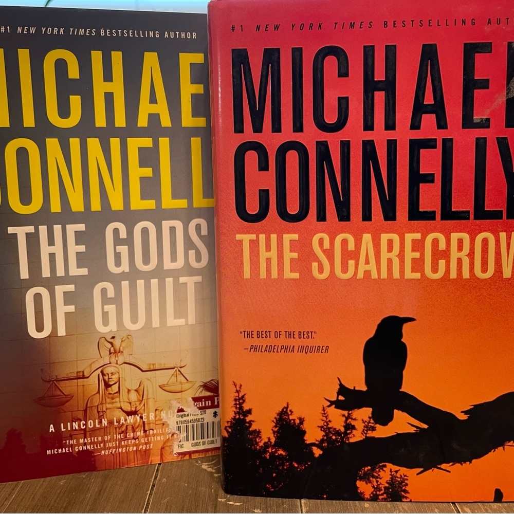“The Gods of Guilt” & “The Scarecrow” by Michael Connelly hardcover 1st editions